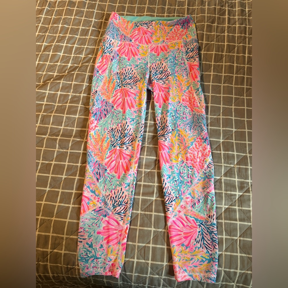 Lilly Pulitzer Girls' Coral Reef Floral Leggings - Pink & Turquoise
